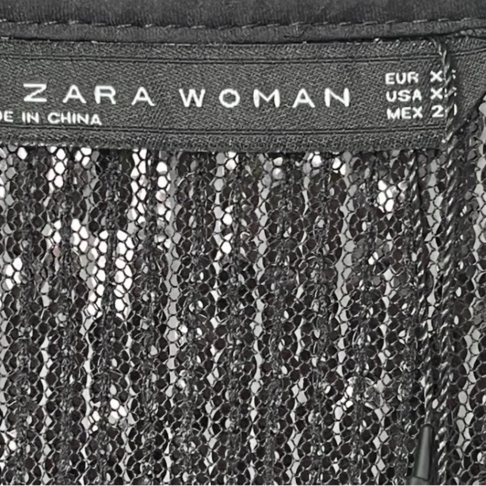 Zara Black Sequin Dress with Floral Accents size XS NEW - Picture 6 of 10